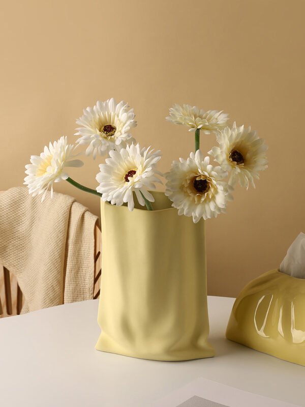 Hand-pinched textured paper bag vase