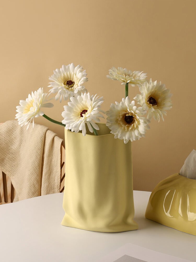 Hand-pinched textured paper bag vase