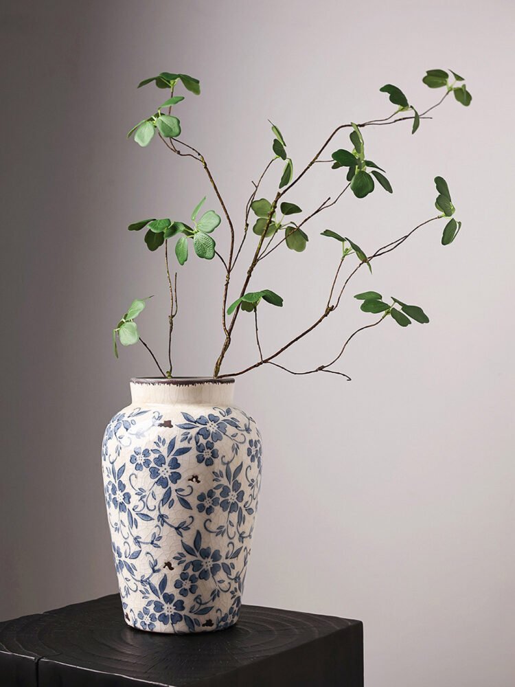 Wabiv Ice crackle blue and white porcelain vase