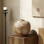 Wabi-sabi style rustic pottery vintage vase