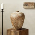 Wabi-sabi style rustic pottery vintage vase
