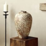Wabi-sabi style rustic pottery vintage vase