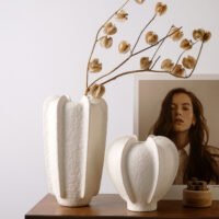 Creative starfruit shaped multi-petal white vase