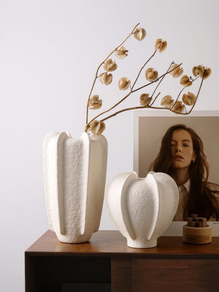 Creative starfruit shaped multi-petal white vase