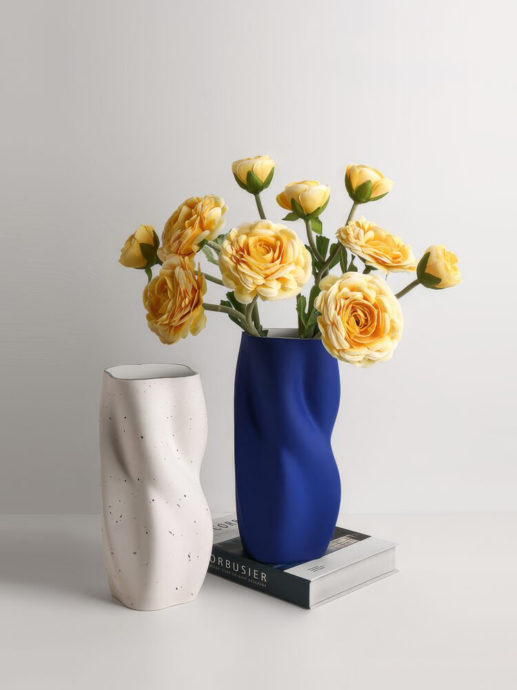 Matte frosted twisted shape ceramic flower vase