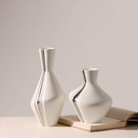Wabiv three-fold geometric patterned ceramic vase