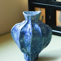 Wabi-sabi style pleated texture white ceramic vase