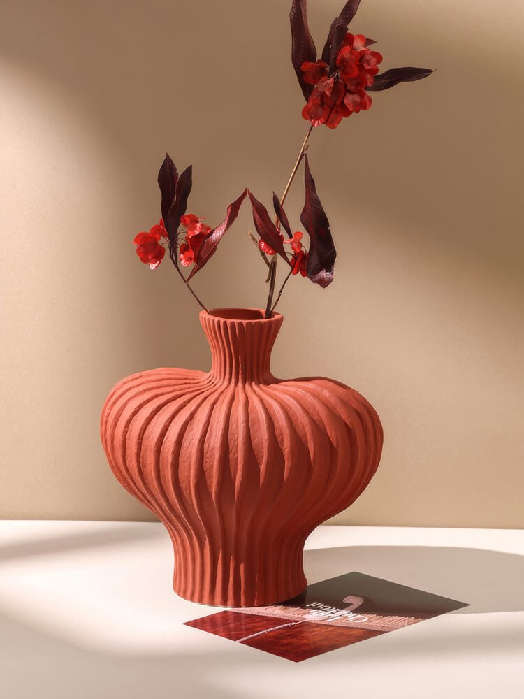 Unique lantern fruit shaped ceramic flower vase