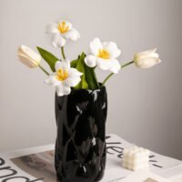 Creative sofa patterned texture ceramic vase in soft matte white finish
