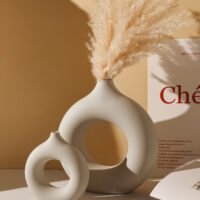 Trendy Instagram style unglazed donut vase for minimalist decor