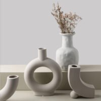Wabiv raw unglazed ceramic vase with matte natural finish