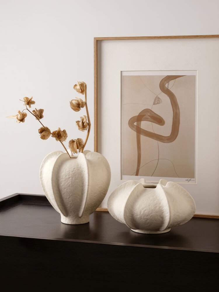 Creative starfruit shaped multi-petal white vase