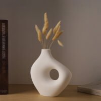 Wabiv wabi-sabi style vase with artistic curved handle