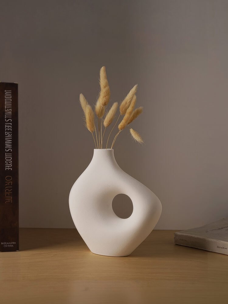 Wabiv wabi-sabi style vase with artistic curved handle