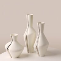 Wabiv three-fold geometric patterned ceramic vase