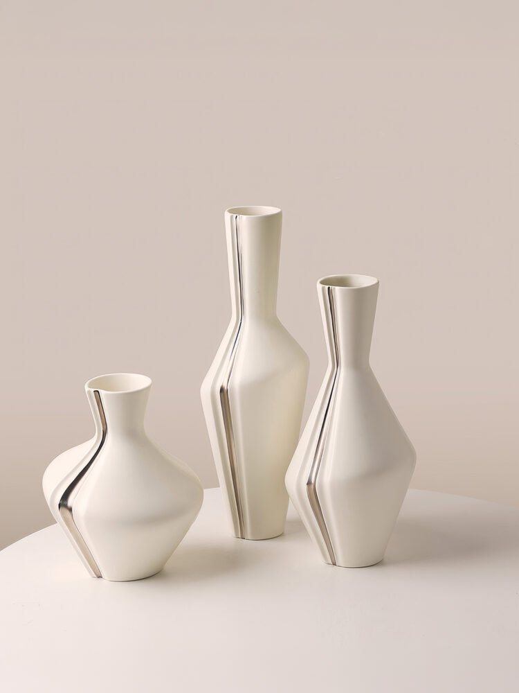 Wabiv three-fold geometric patterned ceramic vase