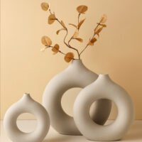 Trendy Instagram style unglazed donut vase for minimalist decor