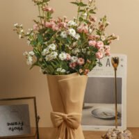 Elegant bow-shaped white ceramic vase for bouquets
