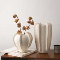 Creative starfruit shaped multi-petal white vase