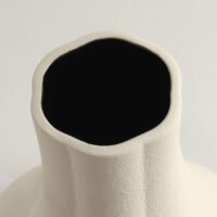 Creamy white multi-petal shaped aesthetic ceramic vase