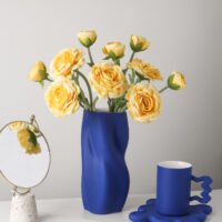 Matte frosted twisted shape ceramic flower vase