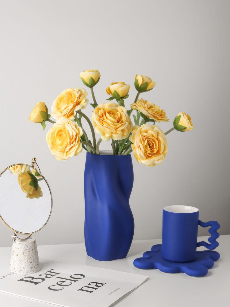 Matte frosted twisted shape ceramic flower vase