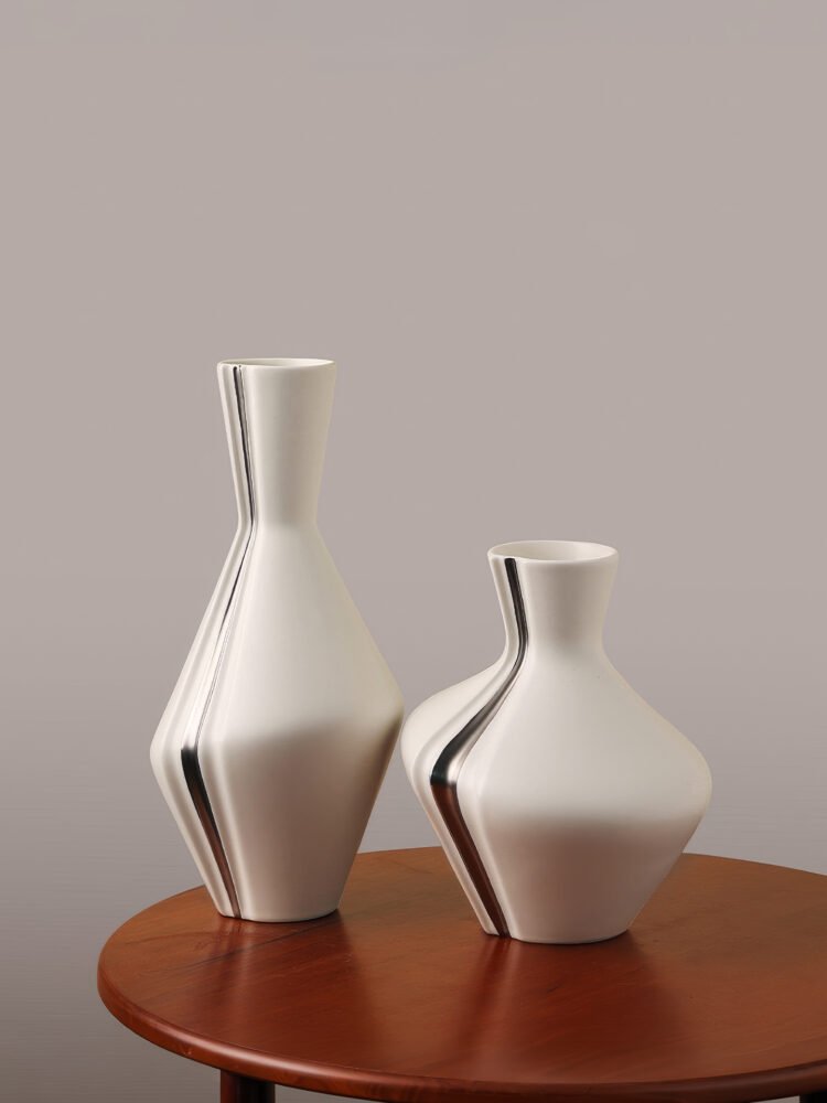 Wabiv three-fold geometric patterned ceramic vase