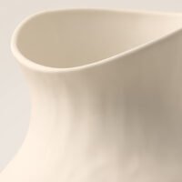 Wide-mouthed ceramic vase with irregular wabi-sabi pattern texture