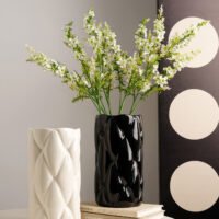 Creative sofa patterned texture ceramic vase in soft matte white finish