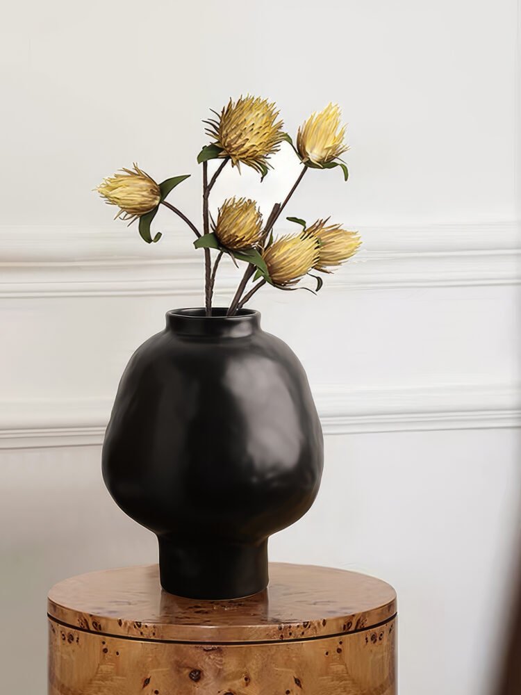 Wabiv tall ceramic bottle vase with hammered texture finish