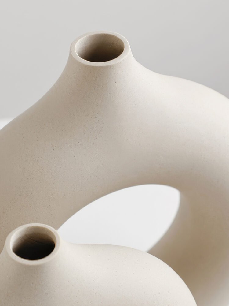 Trendy Instagram style unglazed donut vase for minimalist decor