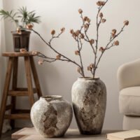 Wabiv vintage style distressed pottery flower vases