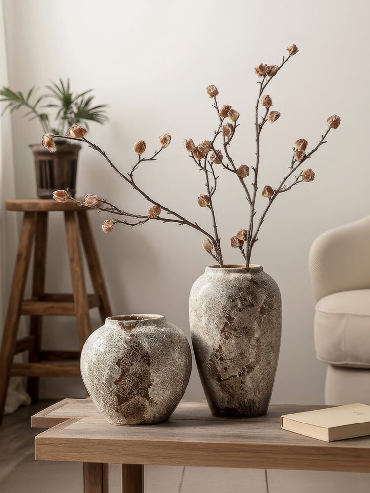 Wabiv vintage style distressed pottery flower vases