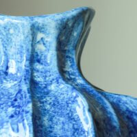 Wabi-sabi style pleated texture white ceramic vase