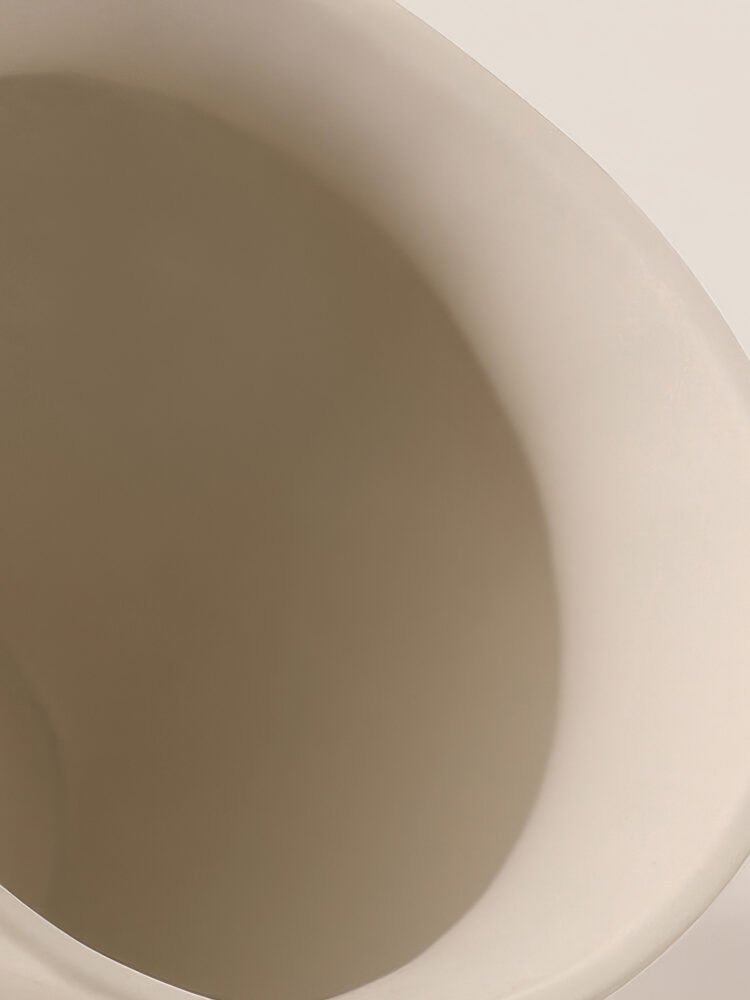 Wide-mouthed ceramic vase with irregular wabi-sabi pattern texture