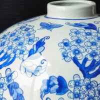 Traditional ink wash blue and white porcelain bottle vase