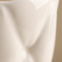 Creative sofa patterned texture ceramic vase in soft matte white finish