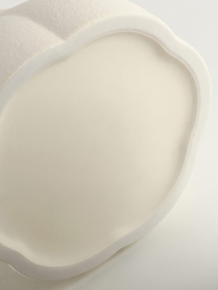 Creamy white multi-petal shaped aesthetic ceramic vase