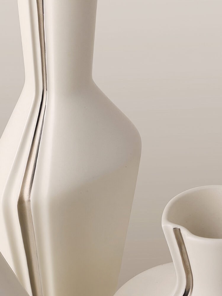 Wabiv three-fold geometric patterned ceramic vase