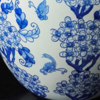 Traditional ink wash blue and white porcelain bottle vase