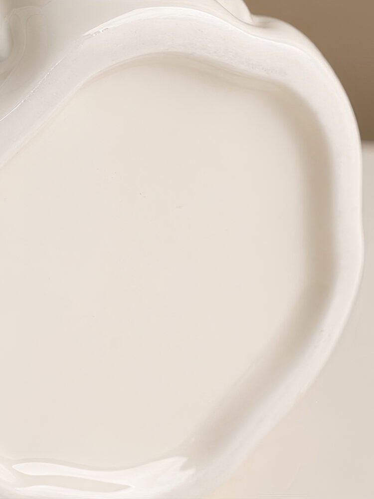 Creative sofa patterned texture ceramic vase in soft matte white finish