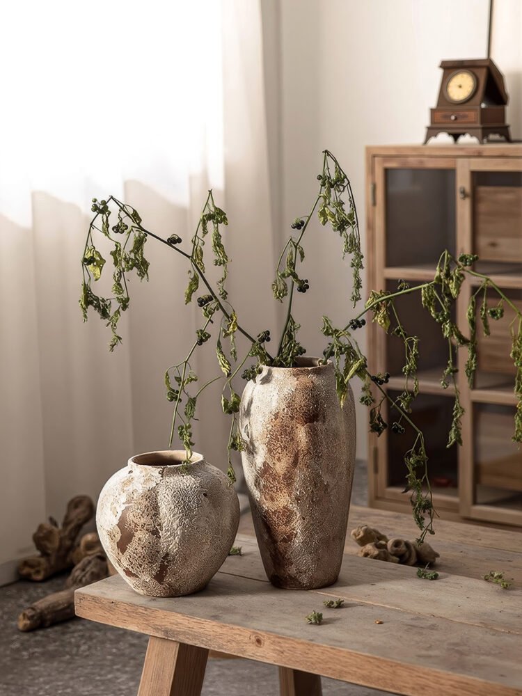 Wabiv vintage style distressed pottery flower vases