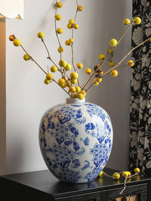 Ink and blue porcelain bottle