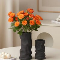 Crinkled kraft paper bag vase