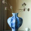 Wabi-sabi pleated ceramic vase