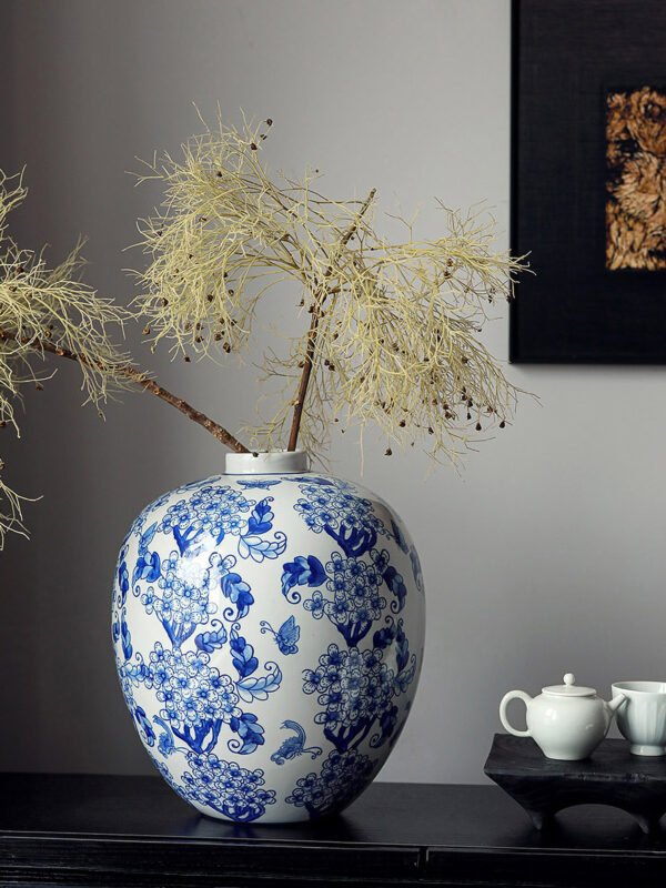 Ink and blue porcelain bottle