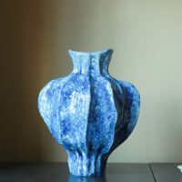 Wabi-sabi pleated ceramic vase