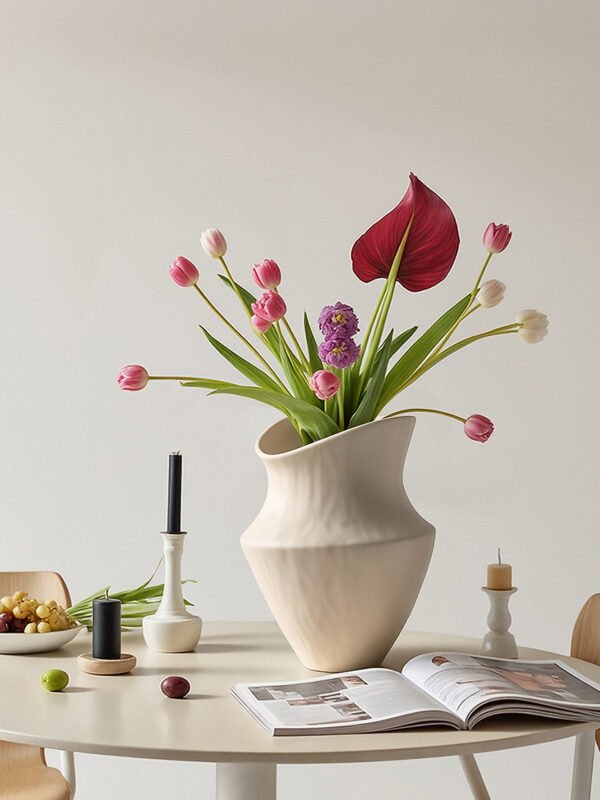 Wide-mouthed irregular patterned vase