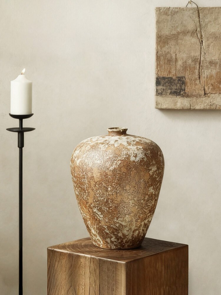 zhutu3 Wabi-sabi style rustic pottery vintage vase