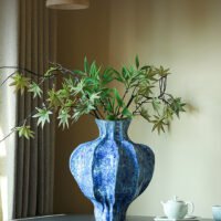 Wabi-sabi pleated ceramic vase